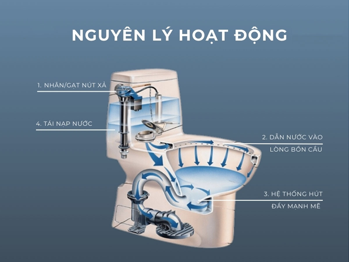Nguyên lý hoạt động của bồn cầu 1 khối