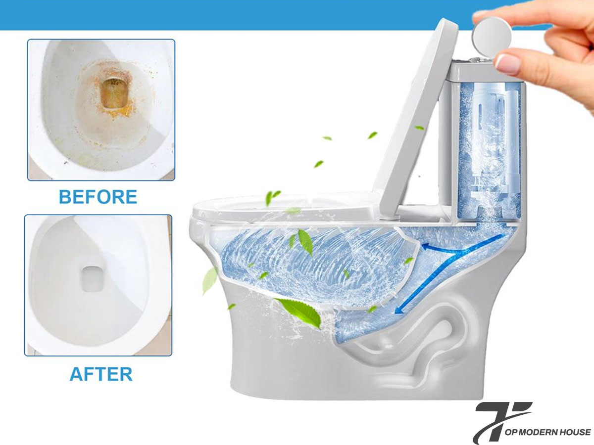Viên tẩy rửa bồn cầu giúp khử mùi hôi nhanh chóng, đồng thời làm sạch và diệt khuẩn bề mặt sứ.