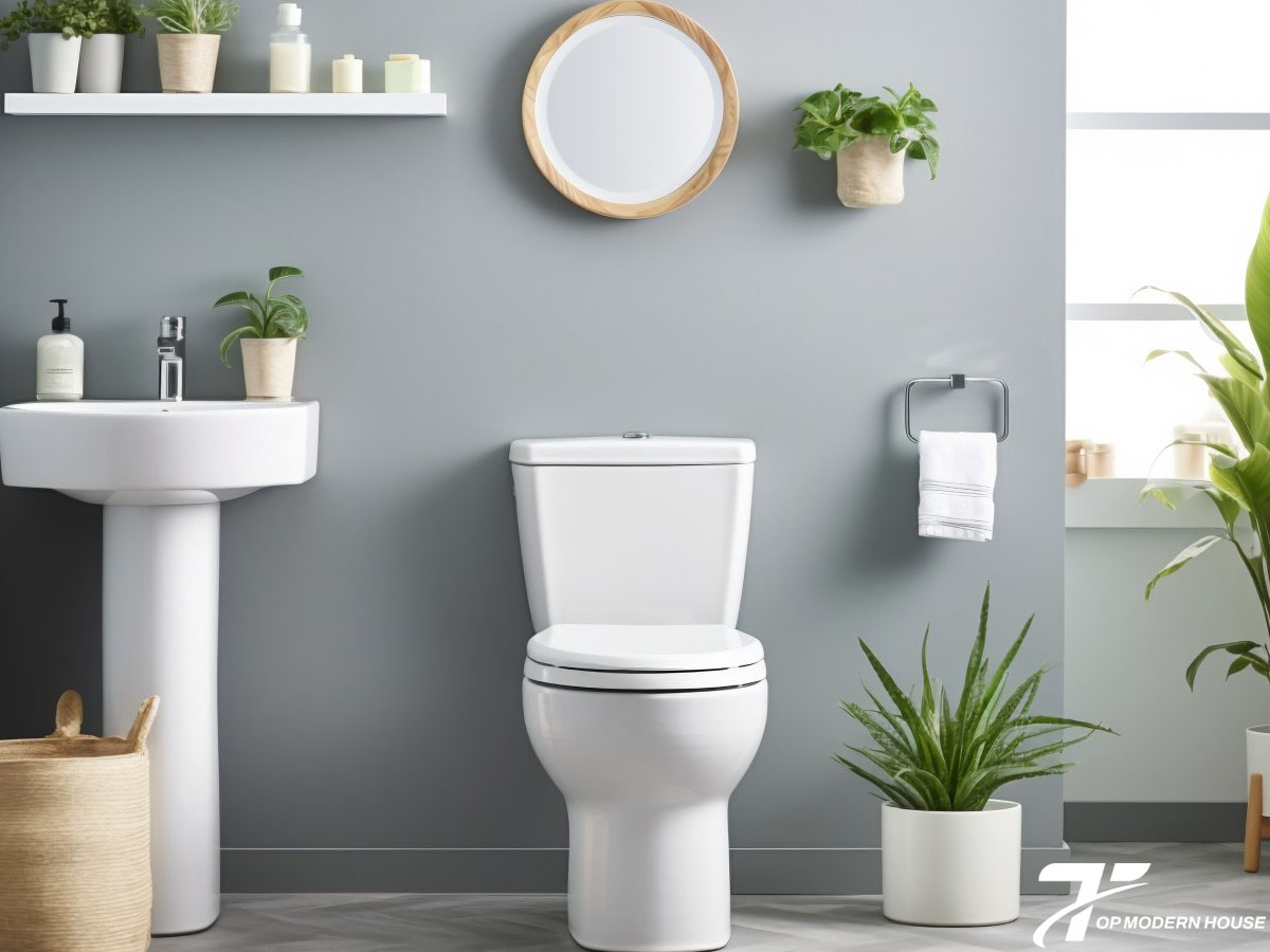 Trồng cây xanh trong nhà vệ sinh giúp thanh lọc không khí, hút ẩm và giảm mùi hôi tự nhiên, tạo cảm giác dễ chịu.