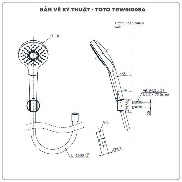 Thông số kỹ thuật bát sen TBW01008A