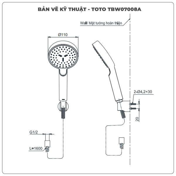 Thông số kỹ thuật bát sen TBW07008A