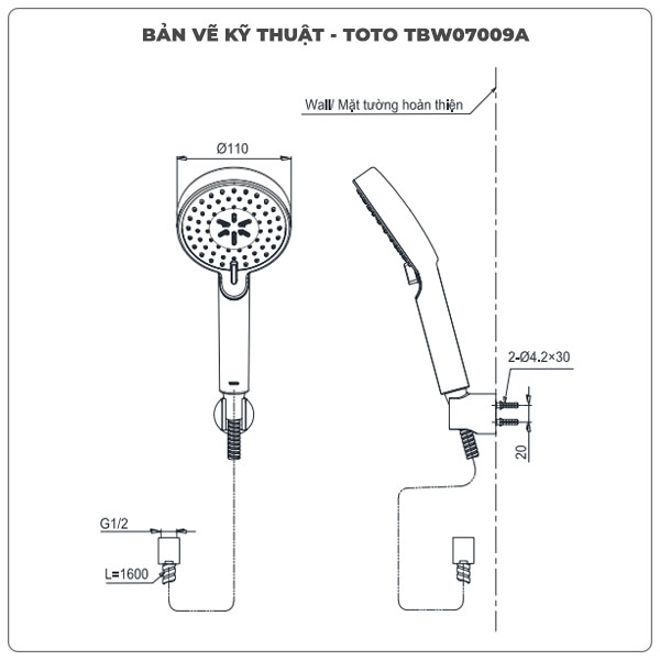 Thông số kỹ thuật bát sen TBW07009A