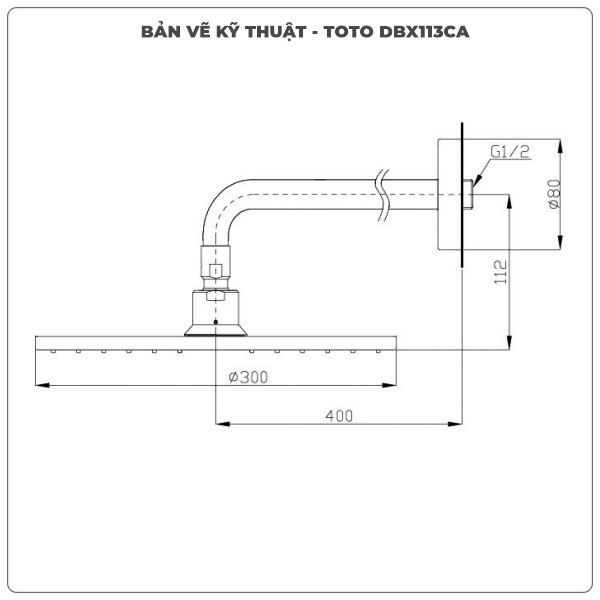 Thông số kỹ thuật bát sen gắn tường TOTO DBX113CA