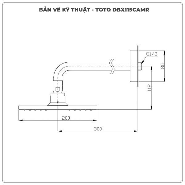 Thông số kỹ thuật bát sen gắn tường TOTO DBX115CAMR