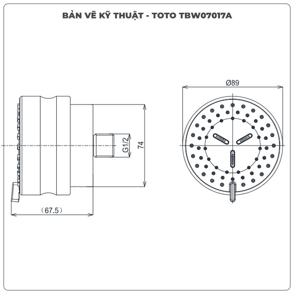 Thông số kỹ thuật đầu phun sen âm tường TOTO TBW07017A