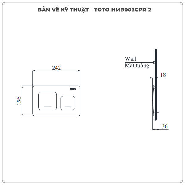 Thông số kỹ thuật mặt nạ xả nhấn TOTO HMB003CPR-2