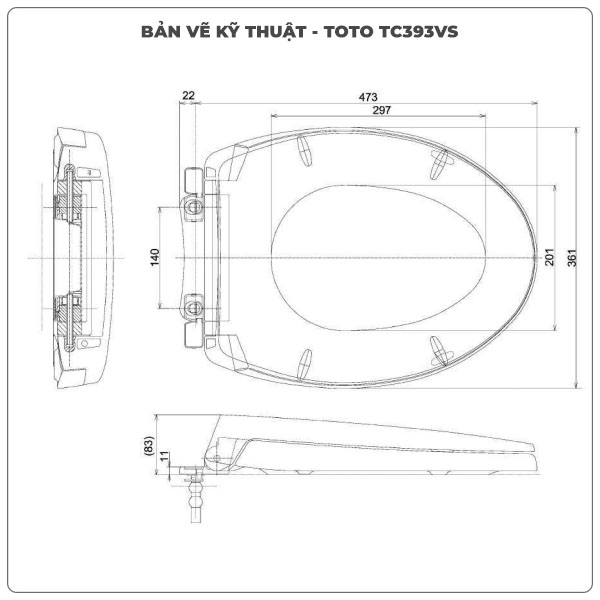 Thông số kỹ thuật nắp bồn cầu đóng êm TOTO TC393VS