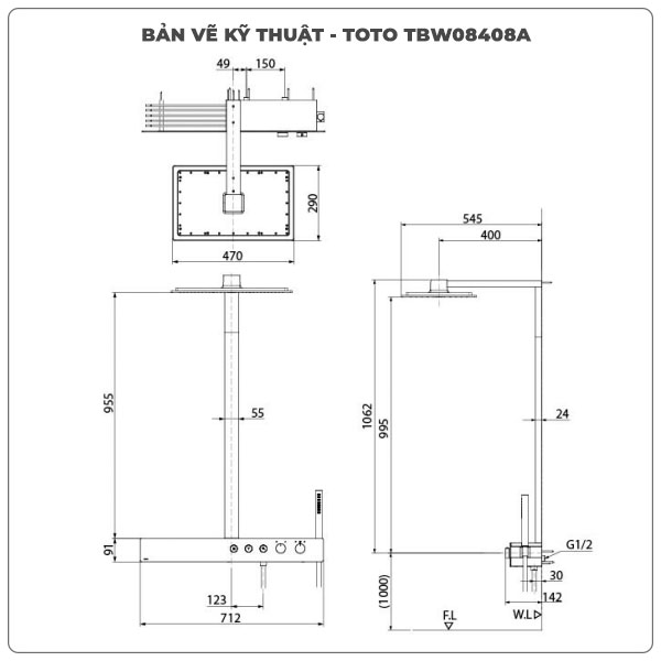 Thông số kỹ thuật sen cây TOTO TBW08408A