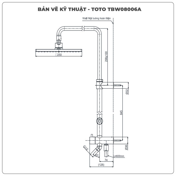 Thông số kỹ thuật thân sen cây TOTO TBW08006A