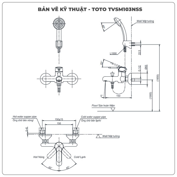 Thông số kỹ thuật sen tắm nóng lạnh TOTO TVSM103NSS