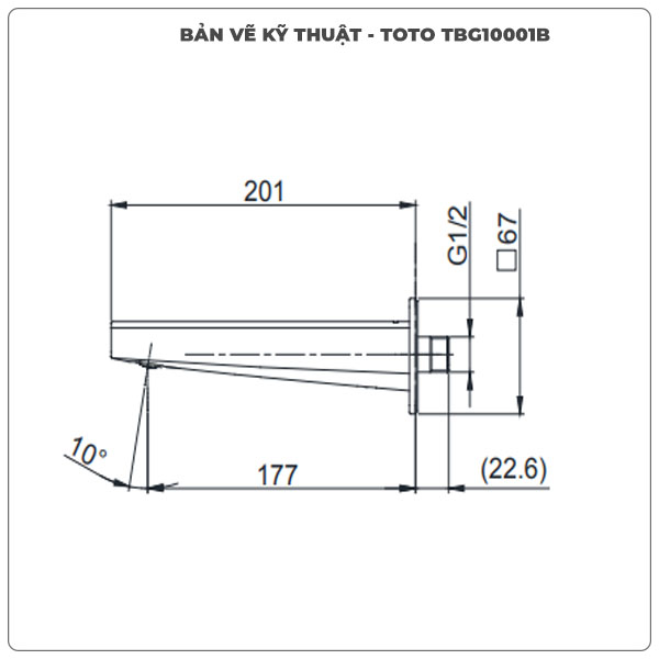 Thông số kỹ thuật vòi xả bồn tắm TOTO TBG10001B