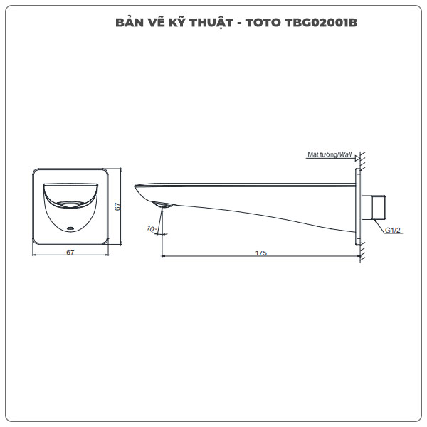 Thông số kỹ thuật vòi xả bồn tắm TOTO TBG02001B