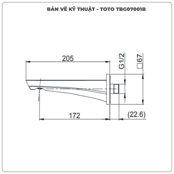 Thông số kỹ thuật vòi xả bồn tắm TOTO TBG07001B