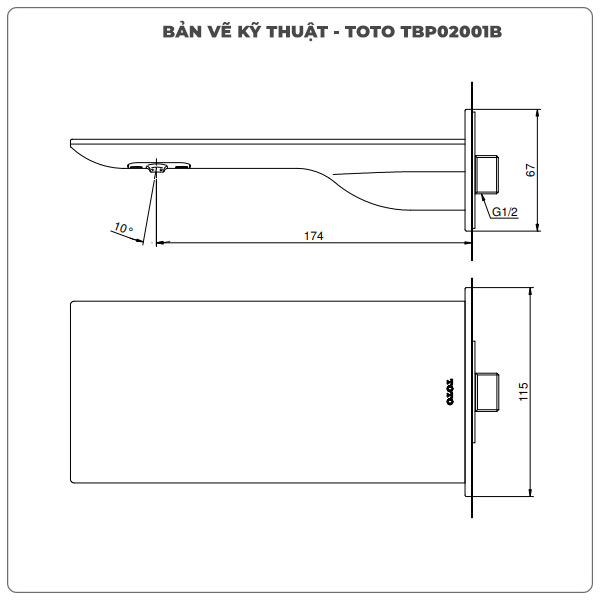 Thông số kỹ thuật vòi xả bồn tắm TOTO TBP02001B