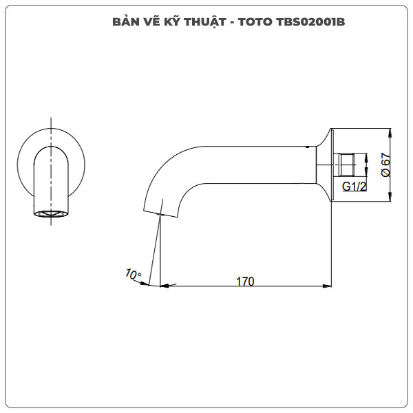 Thông số kỹ thuật vòi xả bồn tắm TOTO TBS02001B