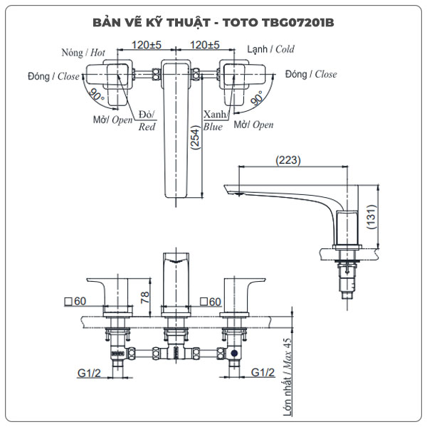 Thông số kỹ thuật vòi xả bồn tắm TOTO TBG07201B