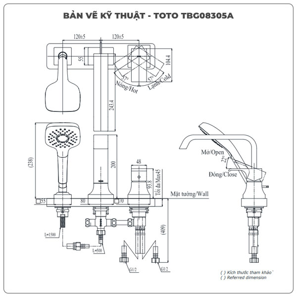 Thông số kỹ thuật vòi xả bồn tắm TOTO TBG08305A