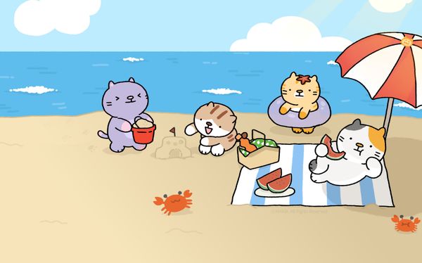 [Wallpaper] Nhabi - Kitties at the Beach ⛱️
