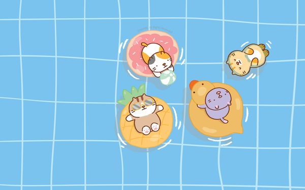[Wallpaper] Nhabi - Kitties at the Pool 🏊