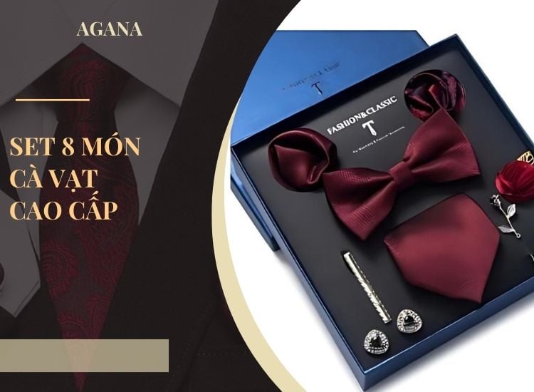 Set 8 món cà vạt cao cấp phụ kiện hoàn hảo cho quý ông lịch lãm