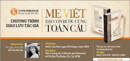 TP.HCM: Giao lưu tác giả “Mẹ Việt dạy con bước cùng toàn cầu” ngày 09/01/2016