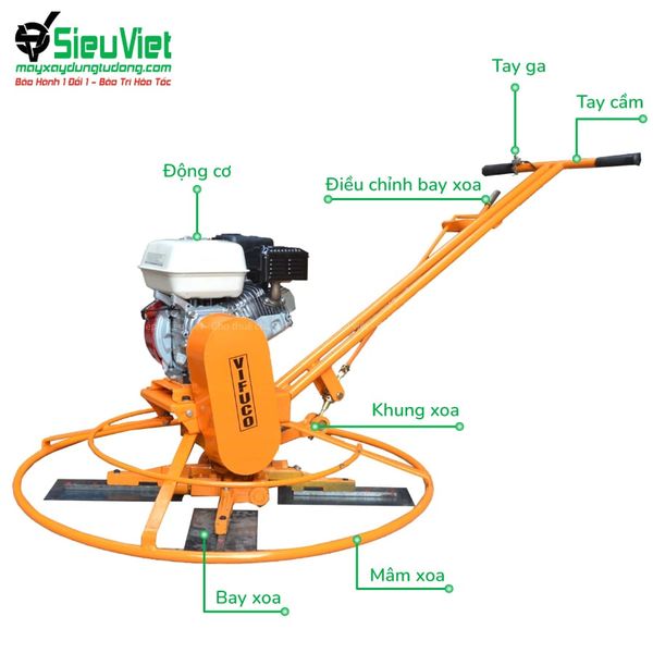 cấu tạo máy xoa nền bê tông đơn