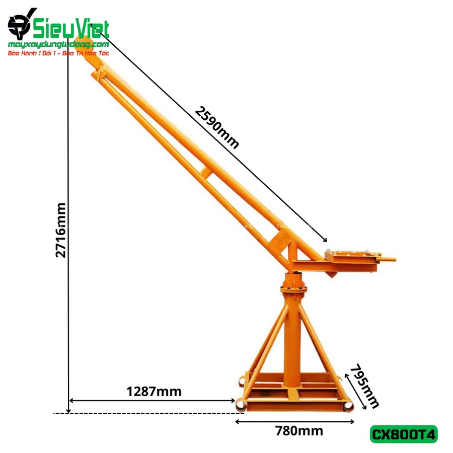 Kích thước cẩu xoay 360 độ CX800T4