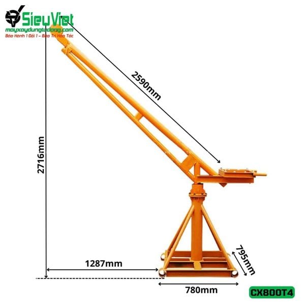 Kích thước cẩu xoay 360 độ CX800T4