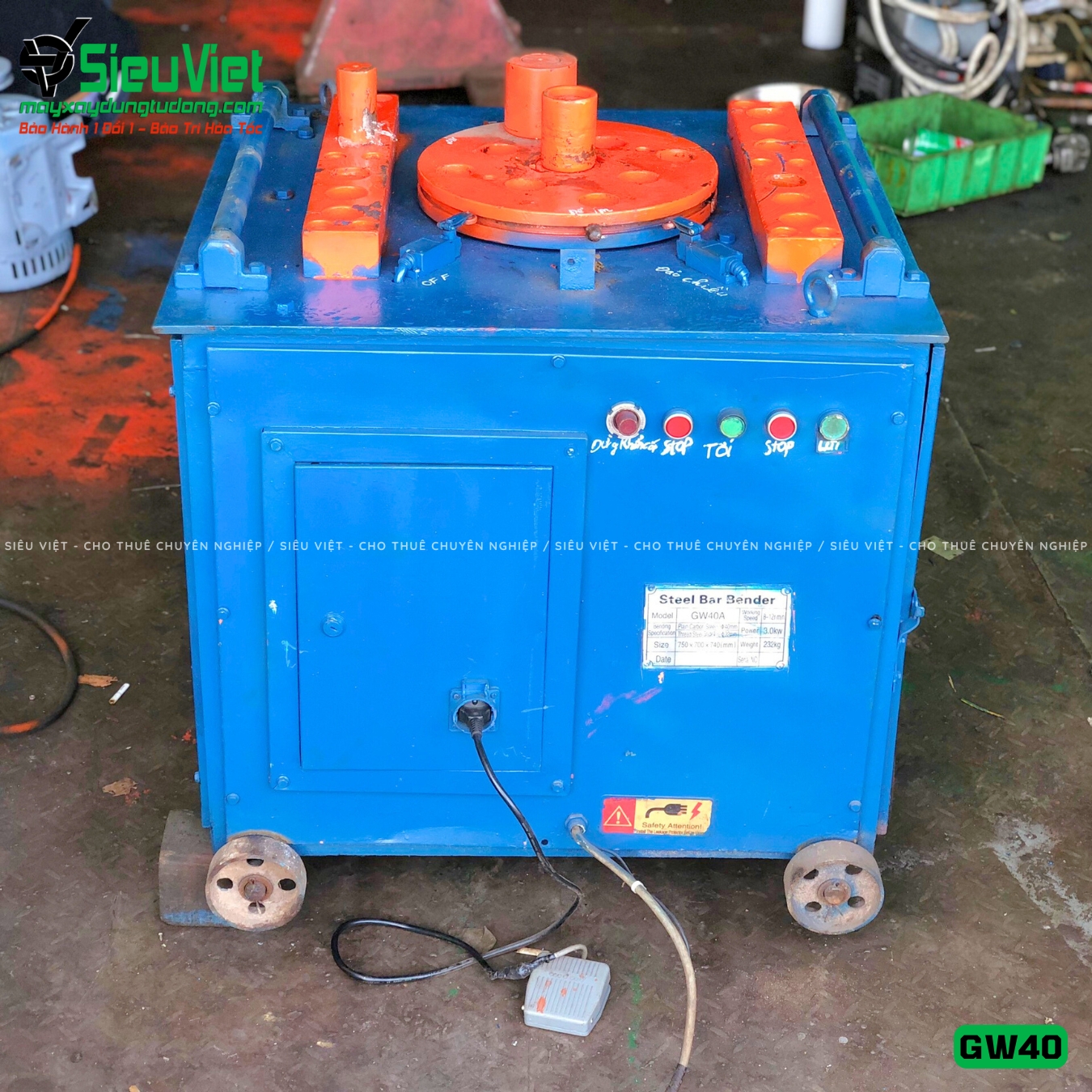 Cho thuê máy uốn sắt GW40 Trung Quốc 3 Pha theo tháng