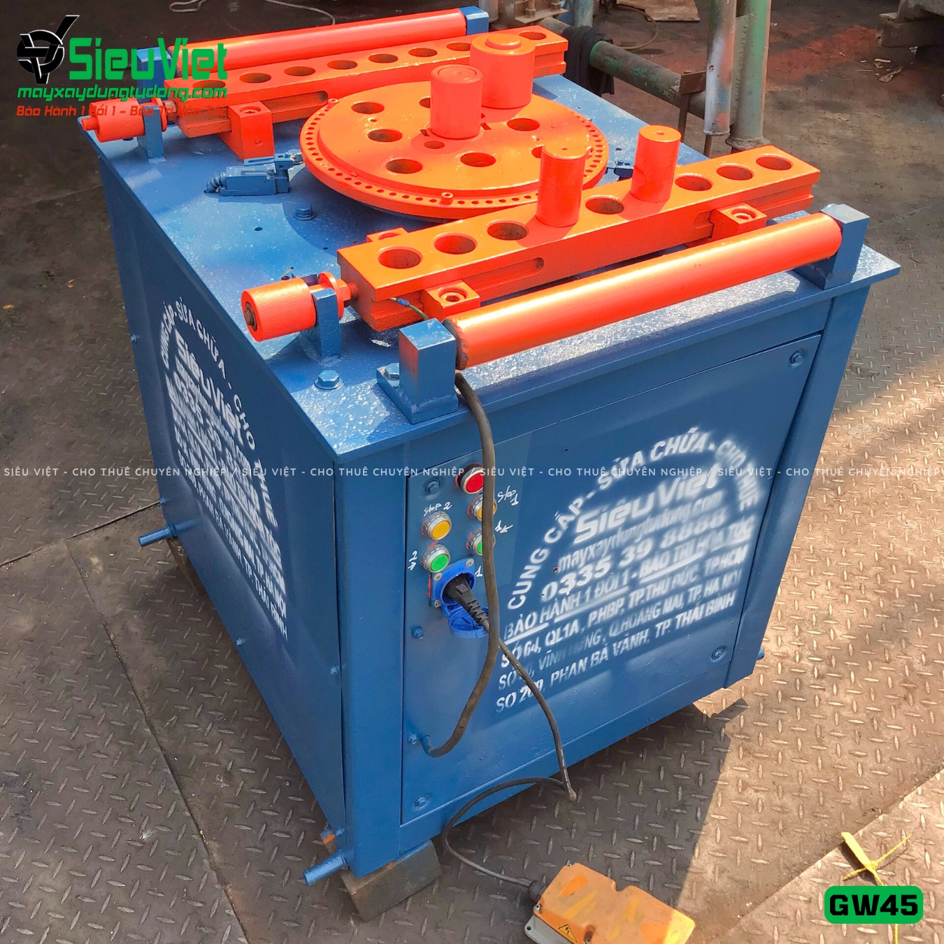 Cho thuê máy uốn sắt GW45 Trung Quốc - Điện 380V, 3 Pha theo tháng