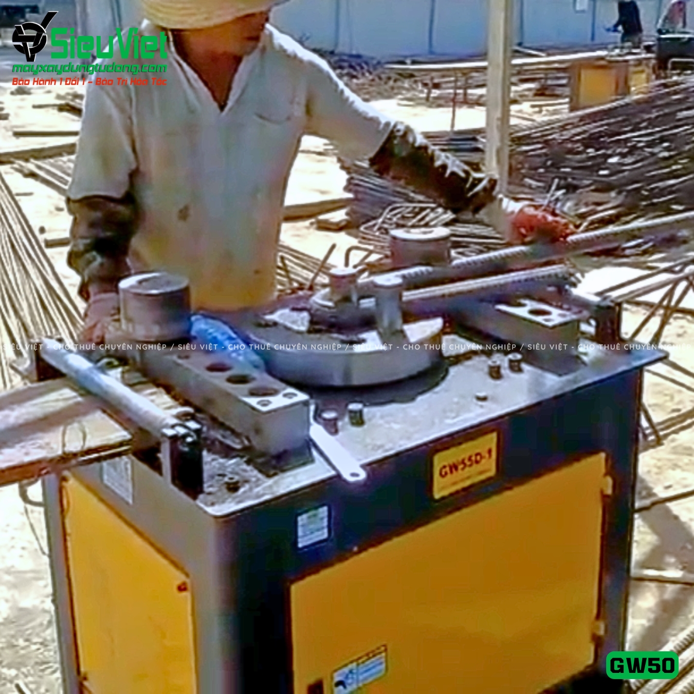 Cho thuê máy uốn vòng tròn sắt xây dựng GWH32 Điện 3 Pha theo tháng