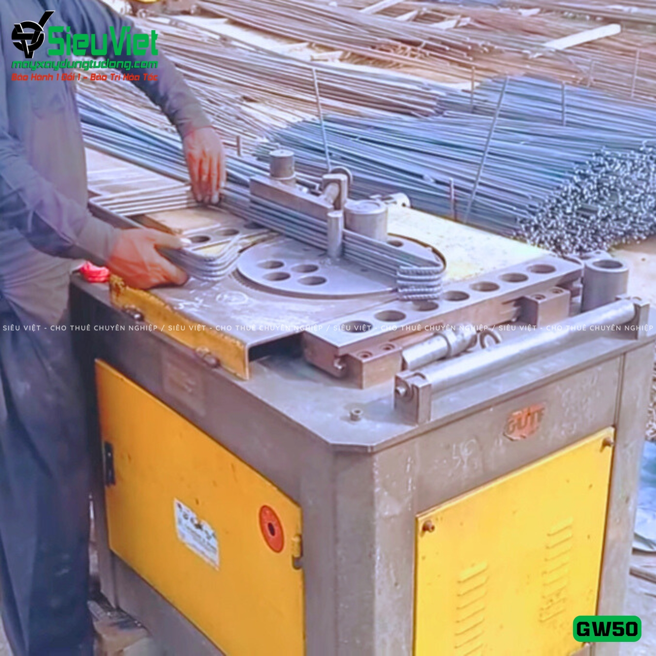Cho thuê máy uốn vòng tròn sắt xây dựng GWH32 Điện 3 Pha theo tháng