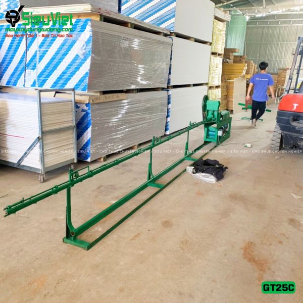 Máy duỗi sắt tự cắt GT25C, máng dài 4m5 (Điện 220v, Dân dụng)