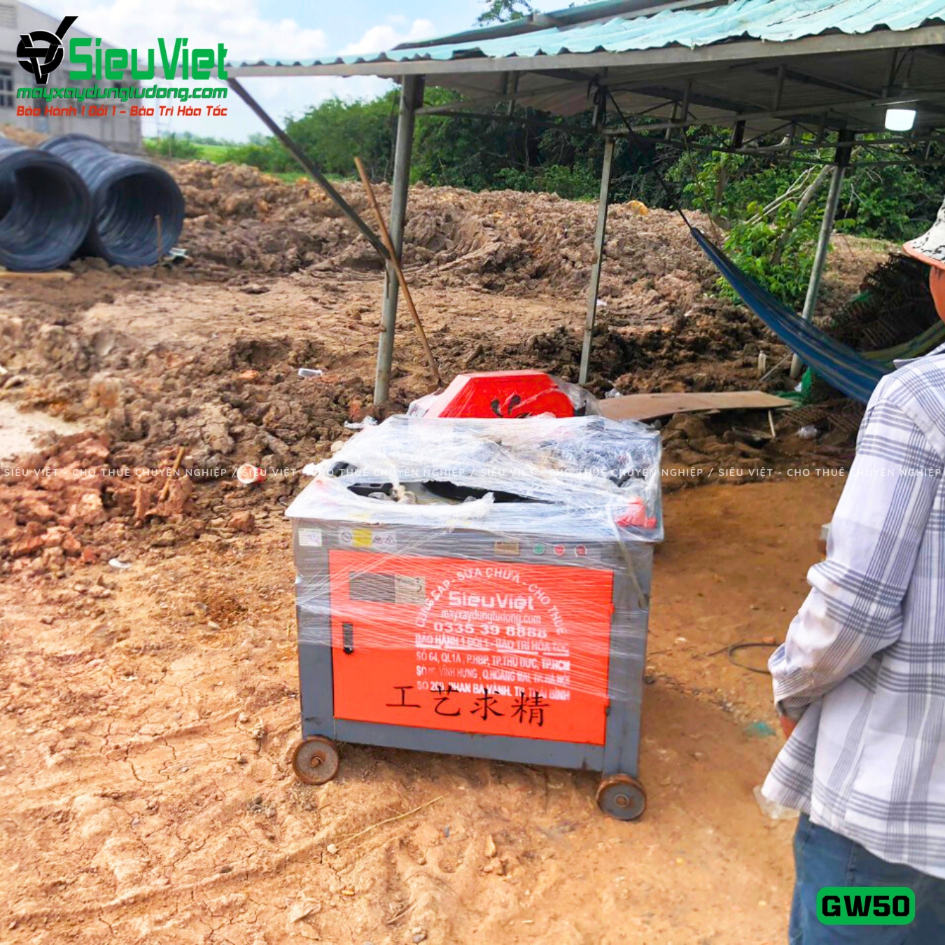 Cho thuê máy uốn sắt GW50 Trung Quốc - Điện 380V, 3 Pha theo tháng