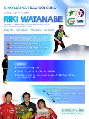 CHƯƠNG TRÌNH GIAO LƯU & TRAO ĐỔI CHUYÊN MÔN BÓNG BÀN CÙNG CHUYÊN GIA NHẬT BẢN - RIKI WATANABE