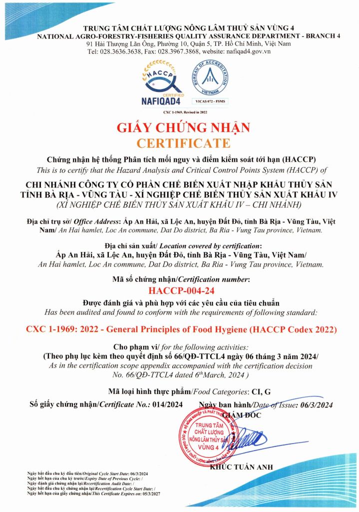 Hazard Analysis and Critical Control Point (HACCP) System Certification for Enterprise 4