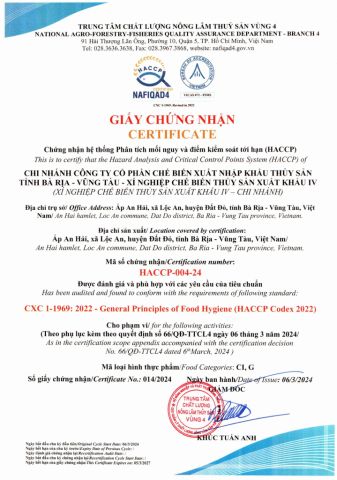 Hazard Analysis and Critical Control Point (HACCP) System Certification for Enterprise 4