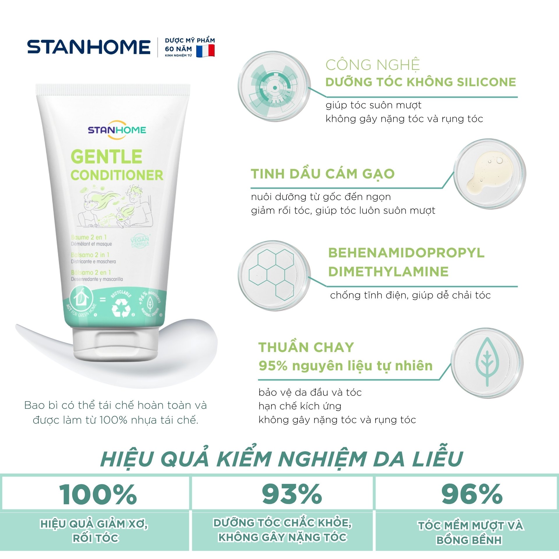 Dầu xả không silicone Stanhome Gentle Conditioner