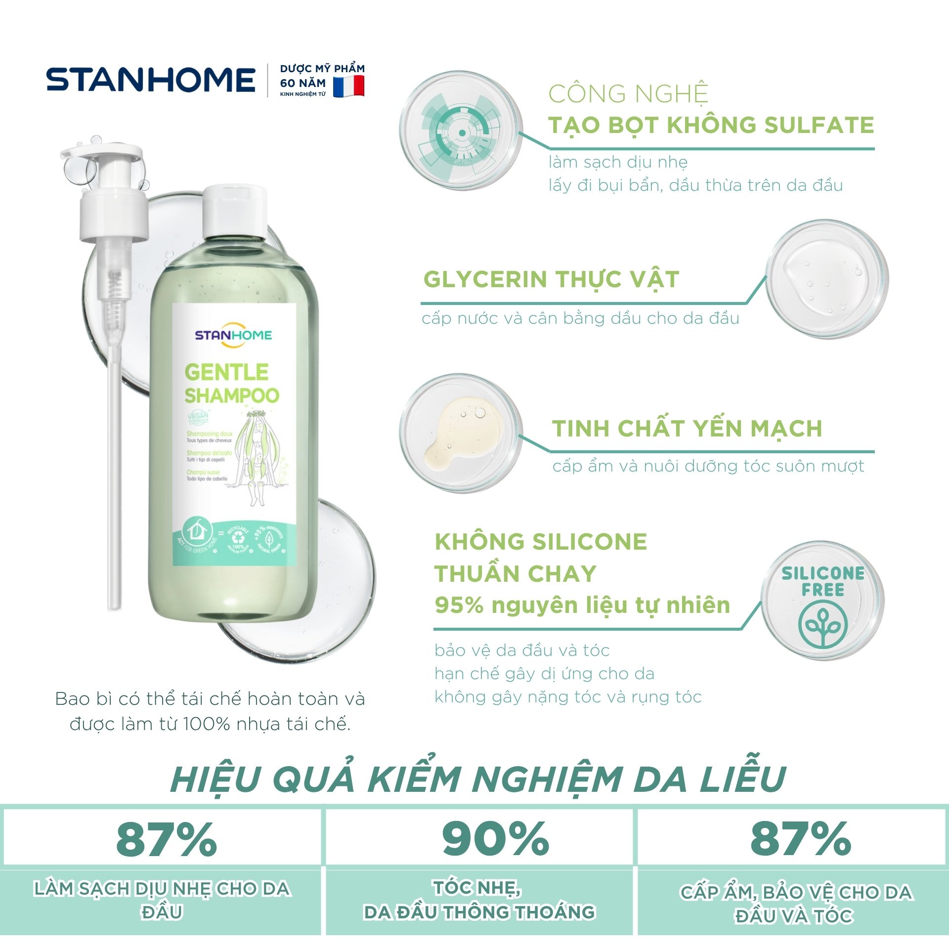 Dầu gội không silicone Stanhome Gentle Shampoo