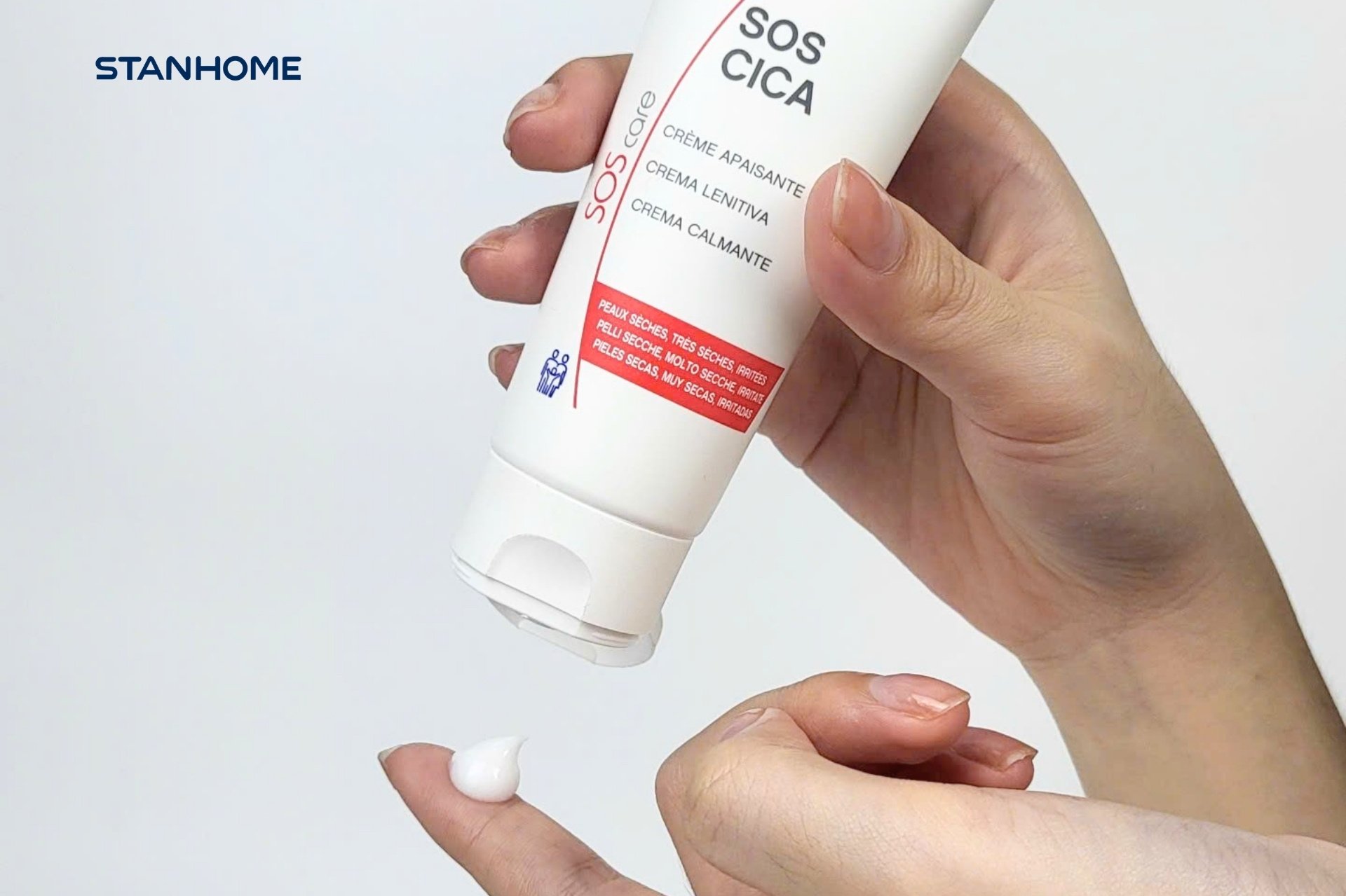Kem dưỡng ẩm Stanhome SOS CICA được khuyên dùng cho da khô nhạy cảm trong giai đoạn kích ứng da