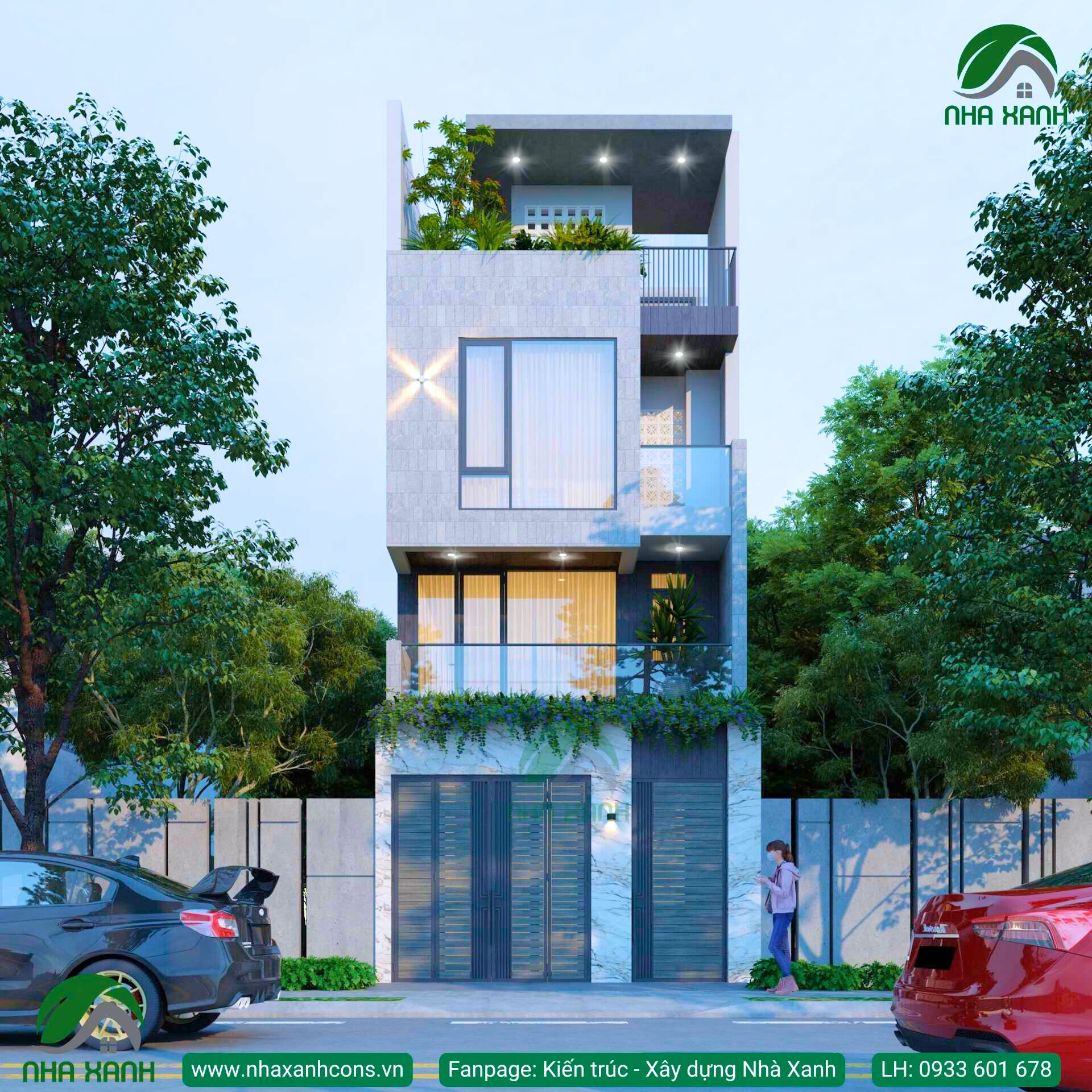 Kiến trúc biệt thự phố đẹp 4 tầng – Sự kết hợp hài hòa giữa hiện đại và thiên nhiên