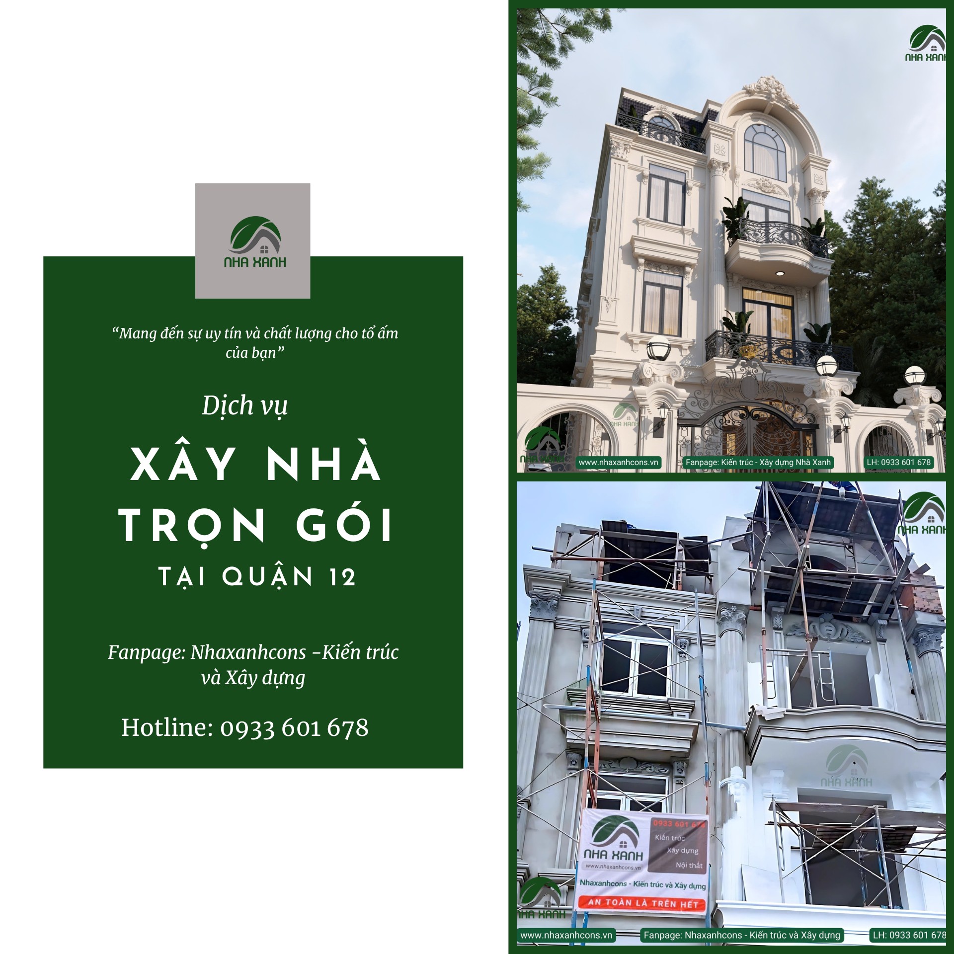 Báo giá xây nhà trọn gói tại quận 12 – Giải pháp hoàn hảo cùng Nhaxanhcons