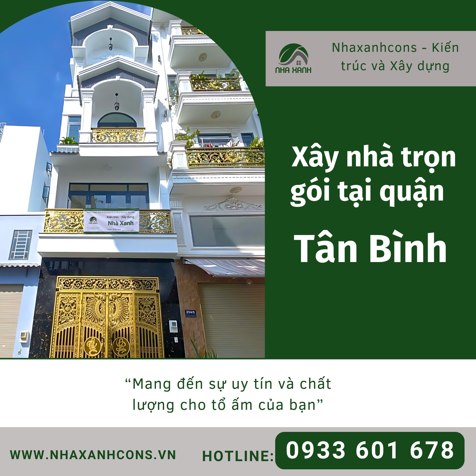 Báo giá xây nhà trọn gói phường Tân Bình – Giải pháp hoàn hảo cùng Nhaxanhcons
