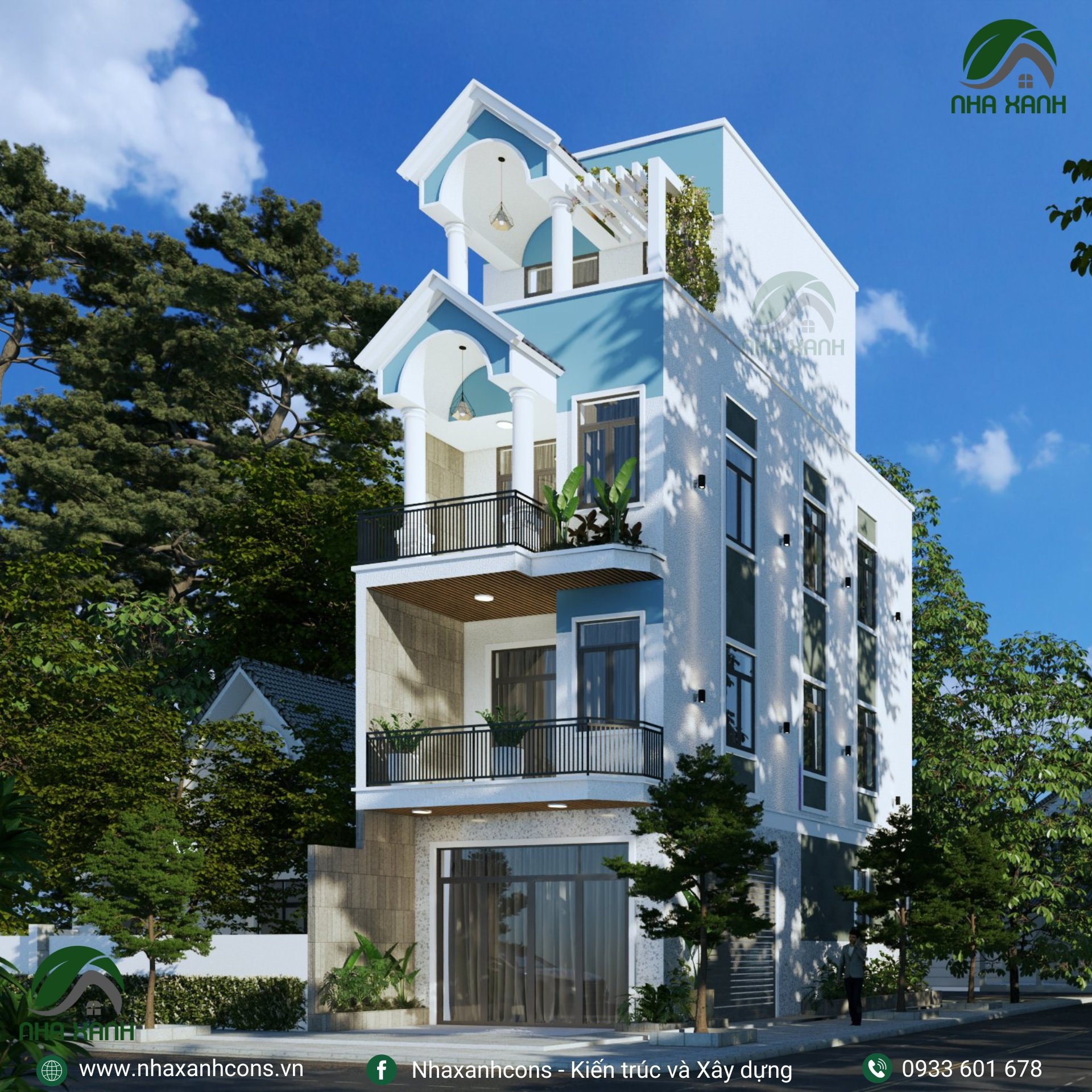 Kiến trúc nhà phố 4 tầng hiện đại – Đẳng cấp và tối ưu không gian sống