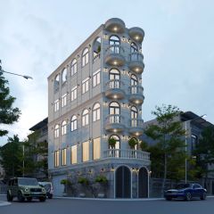 Thiết kế nhà ở kết hợp kinh doanh phong cách Châu Âu 2 mặt tiền