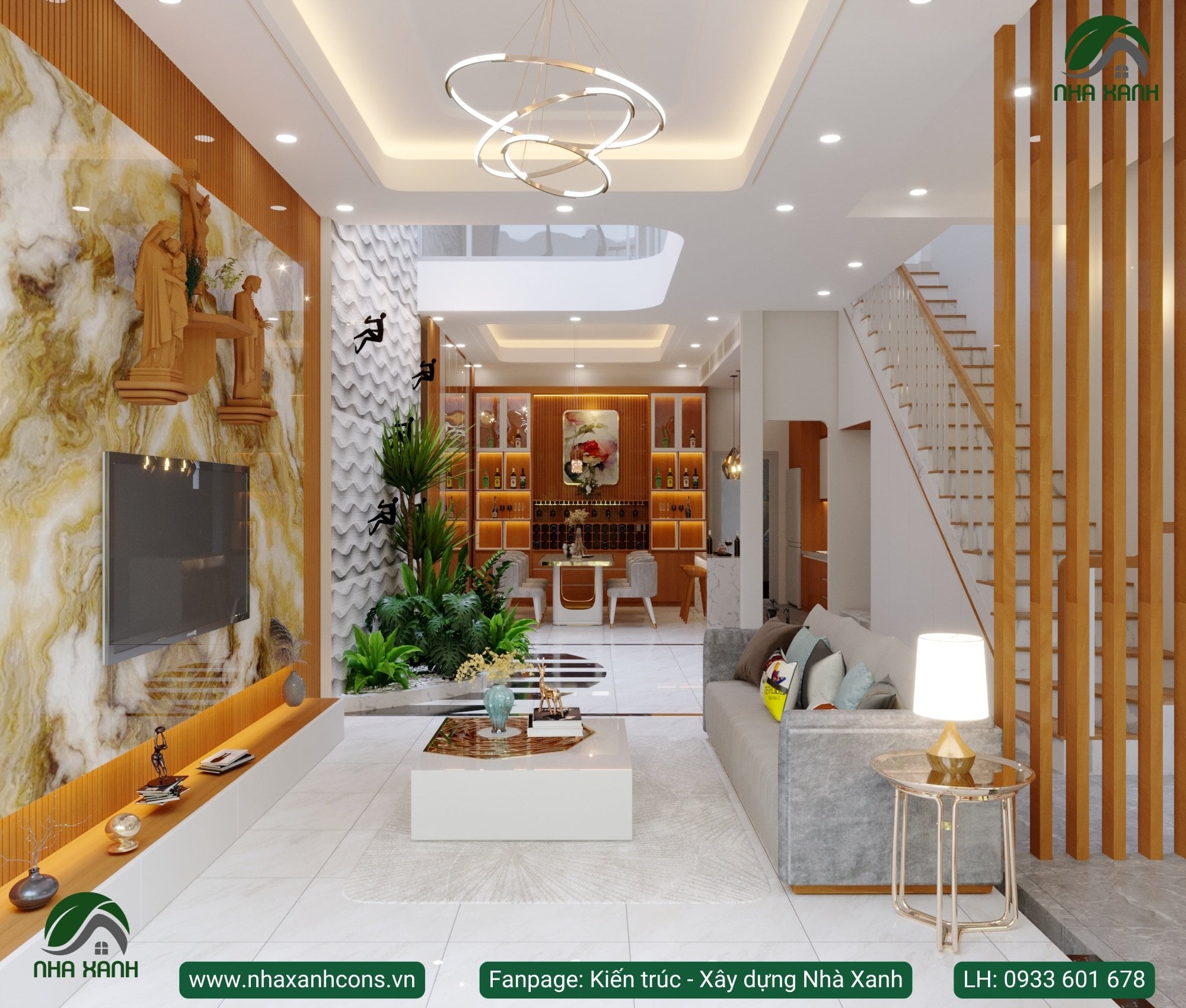 Mẫu thiết kế nội thất nhà phố 3 tầng đẹp hiện đại, tiện nghi và sang trọng