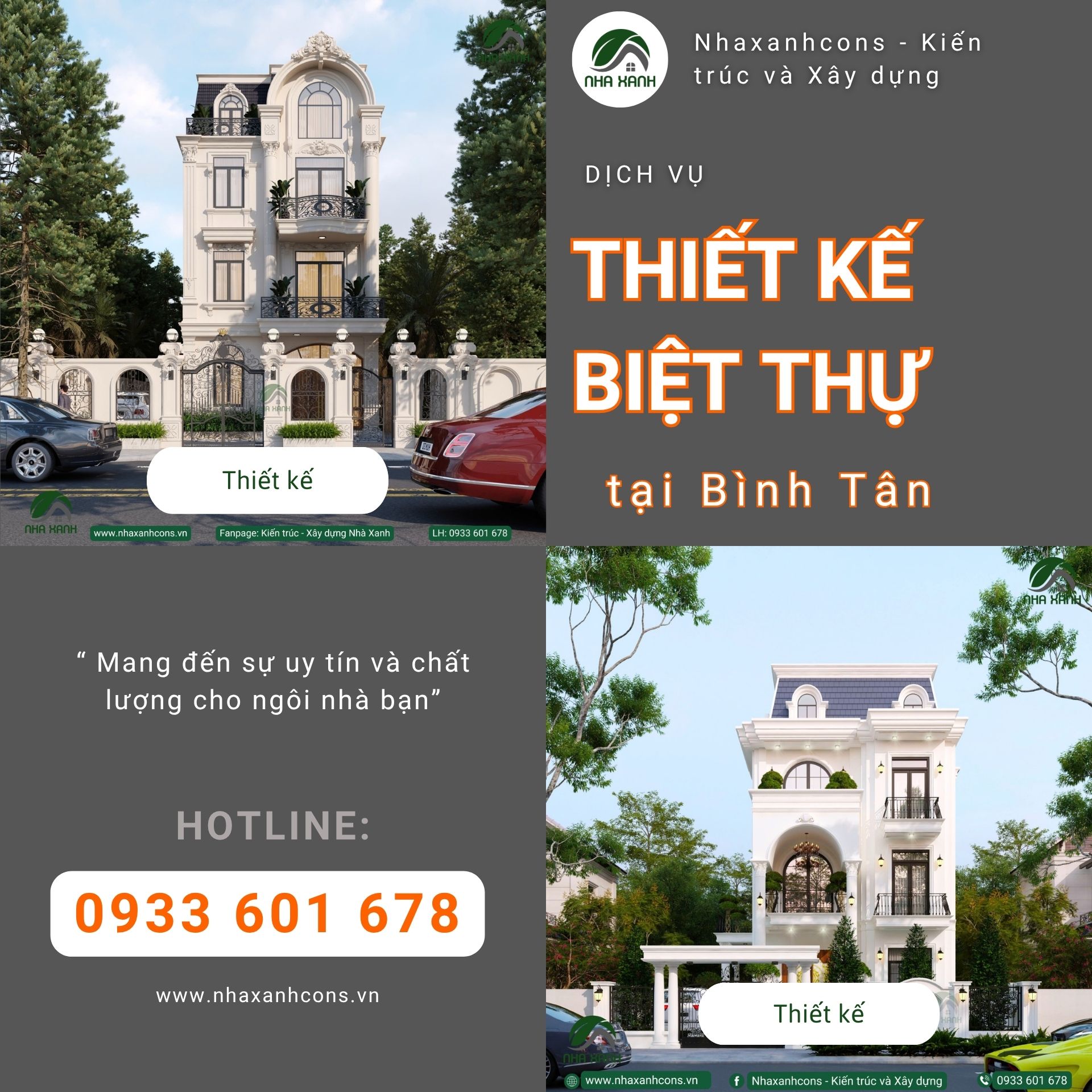 Thi công thiết kế biệt thự tân cổ điển tại Quận Bình Tân- Uy tín từ Nhaxanhcons Thi công thiết kế biệt thự tân cổ điển tại Quận Bình Tân- Uy tín từ Nhaxanhcons