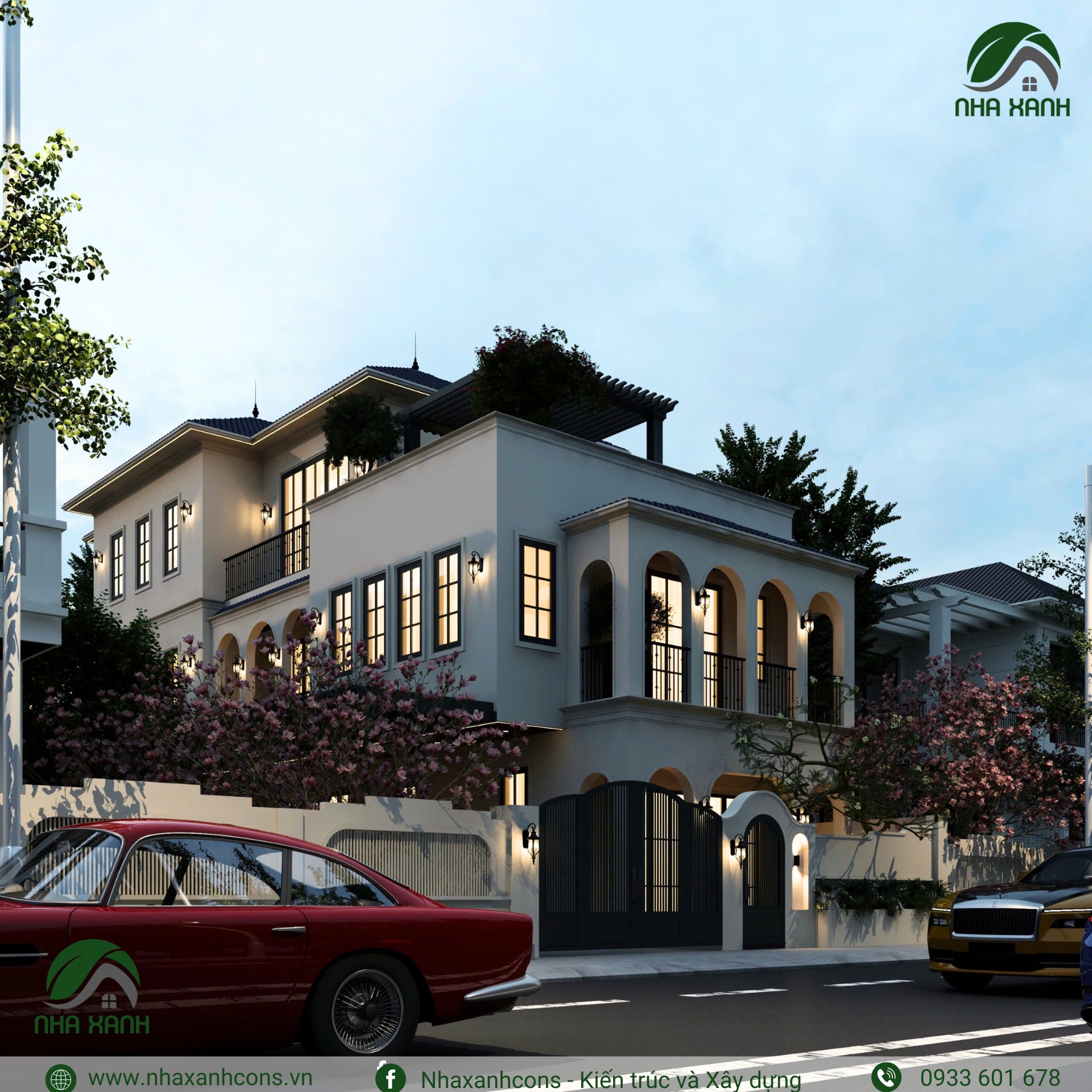 Thiết kế biệt thự Địa Trung Hải 3 tầng đẹp tại Bình Dương