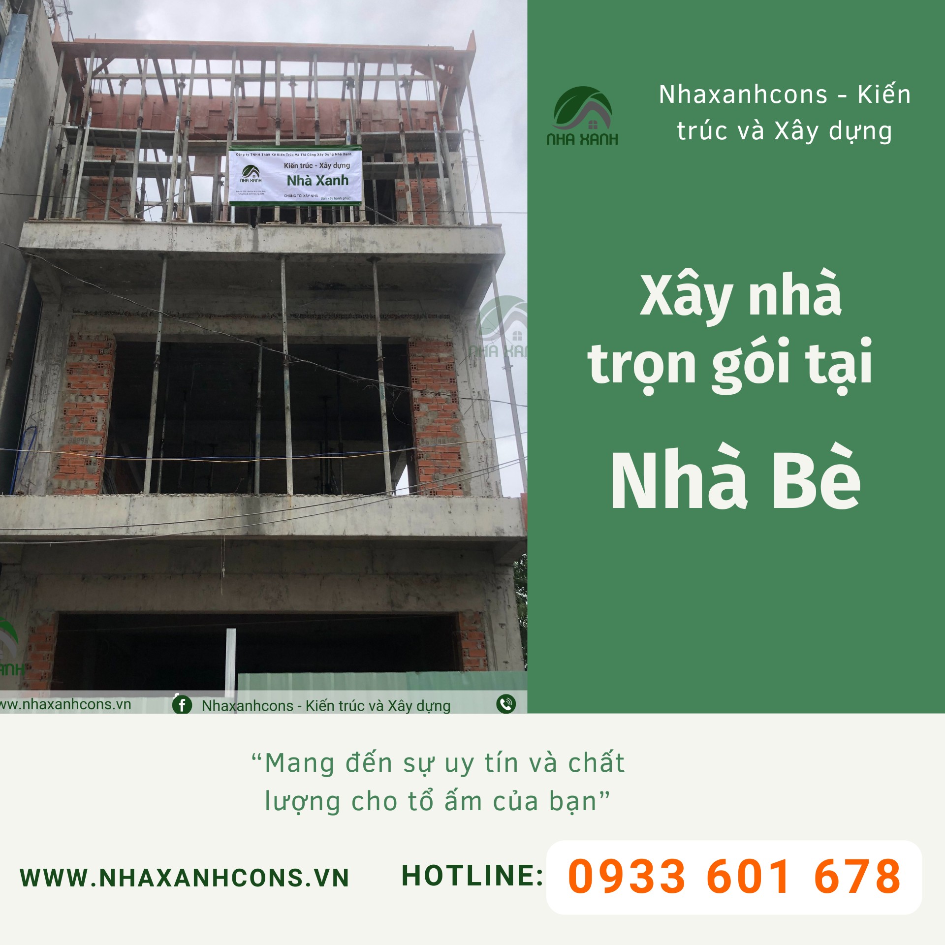 Đơn giá xây nhà trọn gói tại Nhà Bè cùng Nhaxanhcons
