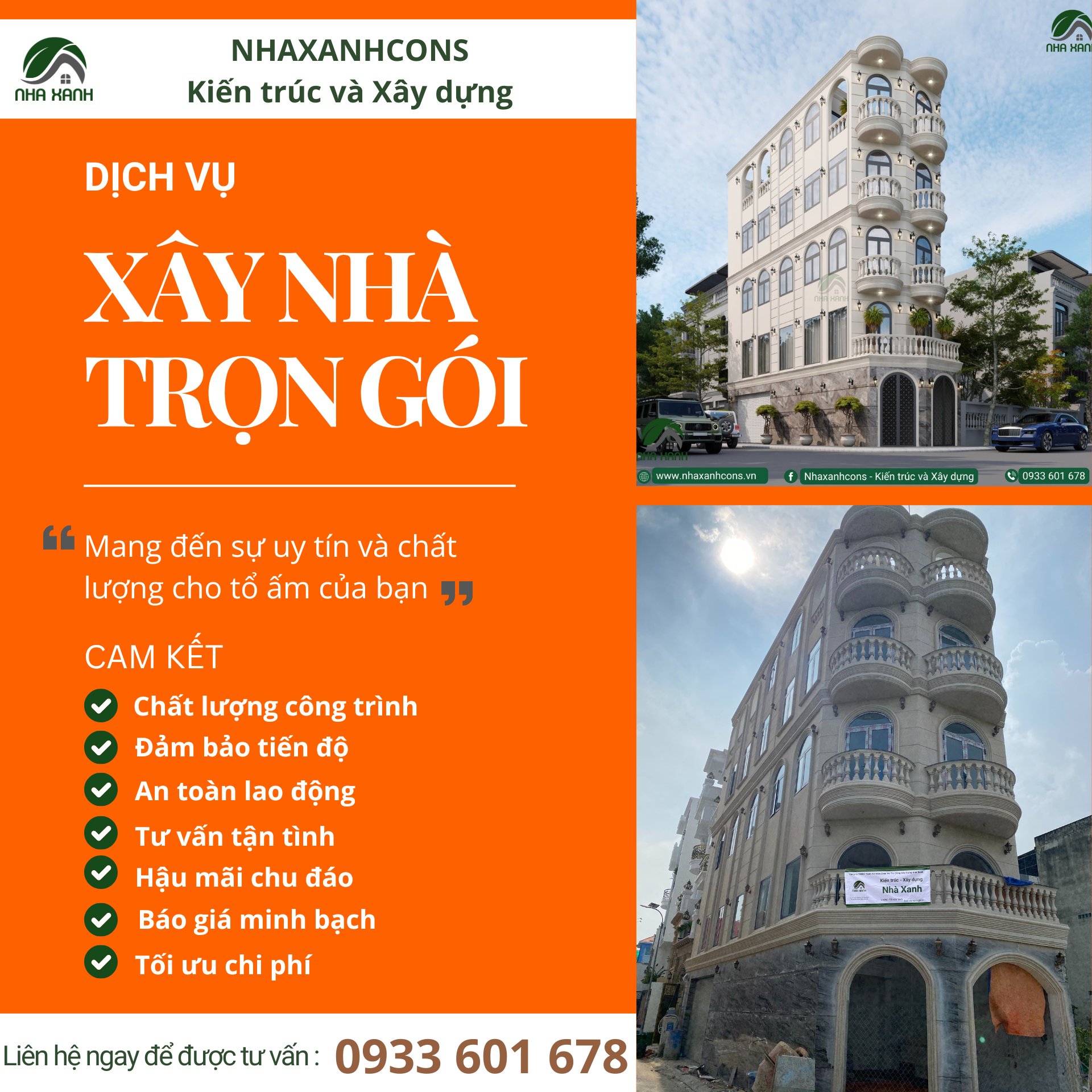Đơn giá xây nhà trọn gói tại quận 2 cùng Nhaxanhcons
